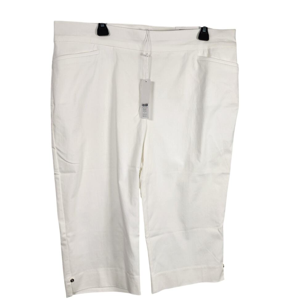 Chico's Women Capri Crop So Slimming Brigitte Rivet Slim Leg White Pull On US 16